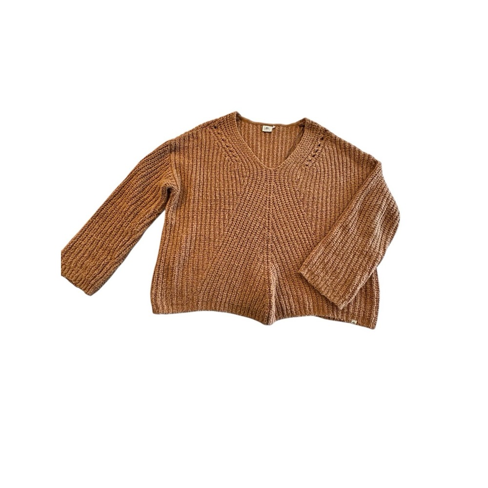 Pacsun Women's Knit Long Sleeve Cropped Sweater Brown Size Medium Drop Neck EUC